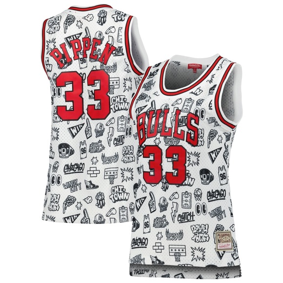 Scottie Pippen Chicago Bulls Women’s 1997 Doodle Swingman Reproaz Jersey – White - Picture 2 of 16